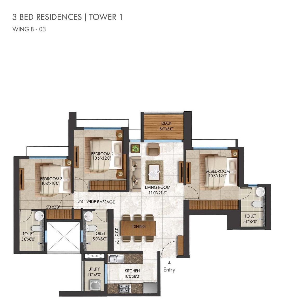3 BHK Floor Plan
